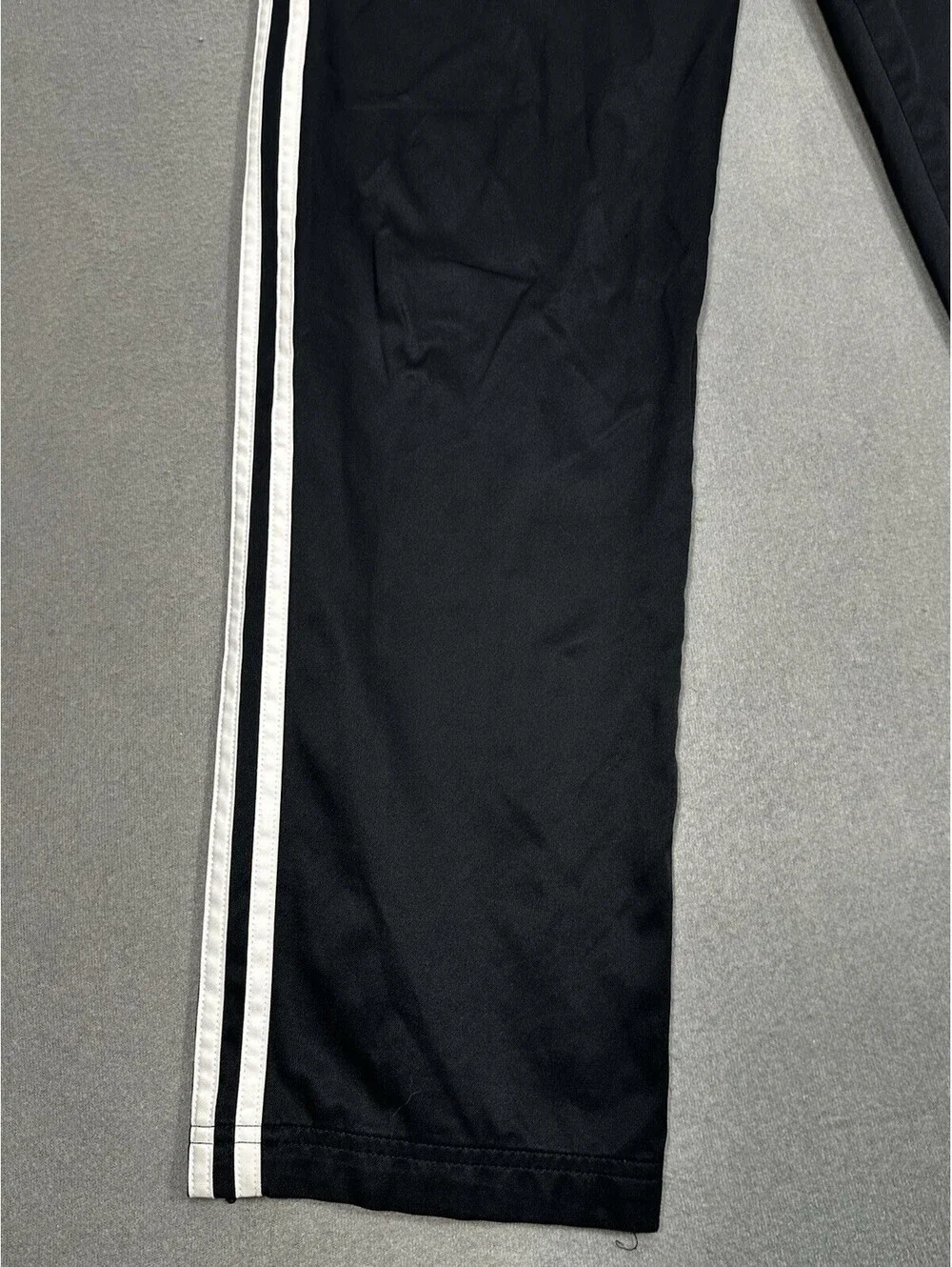 Adidas Black Track Pants 3-Stripe Athletic Joggers Zip Ankle Mens M